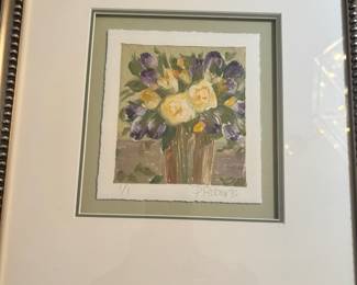 Framed & Matted Floral Still Life Paintings by P. Roberts