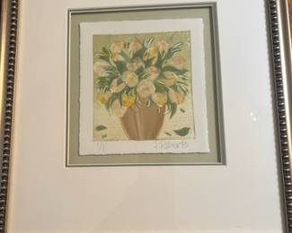 Framed & Matted Floral Still Life Paintings by P. Roberts