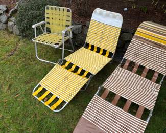 Webbed Vinyl Chaise Lounge Chairs, Aluminum Webbed Folding Lawn Chair