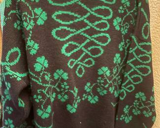 Emerald Lake Black & Green Fair Isle Clovers Sweater – Size Medium