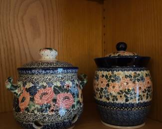 Ceramika Artystyczna Polish Pottery Garlic Keeper, Ceramika Artystyczna Polish Pottery Unikat Lidded Jar