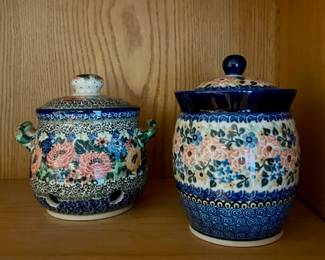 Ceramika Artystyczna Polish Pottery Garlic Keeper, Ceramika Artystyczna Polish Pottery Unikat Lidded Jar