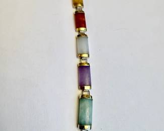 Multi Color Jade Link Bracelet