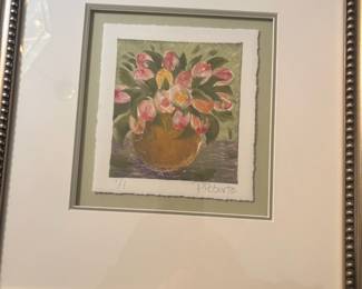 Framed & Matted Floral Still Life Paintings by P. Roberts