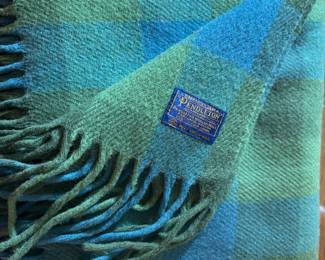 Pendleton 100% Virgin Wool Green/Blue Scarf