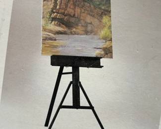 Artist Easel, Paints And Canvas