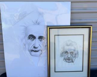 Artists Sketches of Einstein Signed