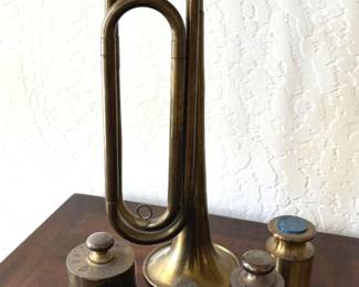 Vintage Brass Horn wScale Weights