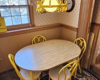 Vintage Table and 4 chairs with yellow legs