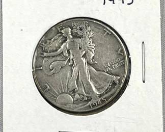 1945 Walking Liberty Silver Half Dollar, US 50c