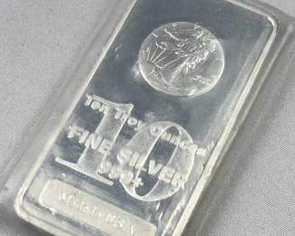 10oz Troy Silver Bar, Walking Lib Style .999