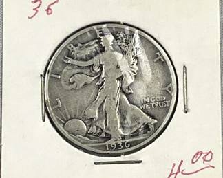 1936 Walking Liberty Silver Half Dollar, US 50c
