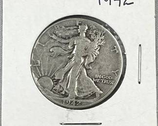 1942 Walking Liberty Silver Half Dollar, US 50c