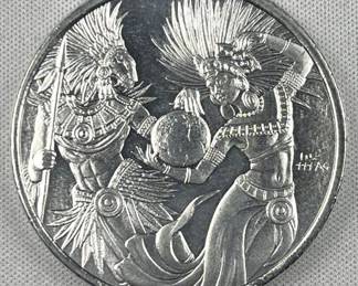 1oz Silver Aztec 'Yin-Yang' Art Round .999