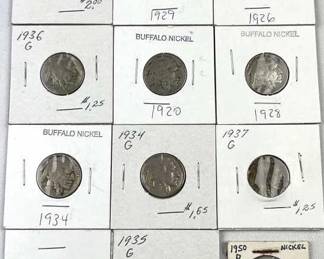 (12) Assorted Nickels, Buffalo, Shield Etc.