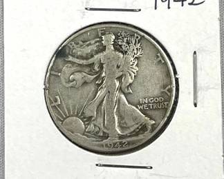 1942 Walking Liberty Silver Half Dollar, US 50c