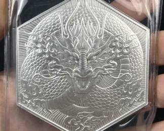 10oz Silver Dragon Hex Bar .999 Fine Art Bar
