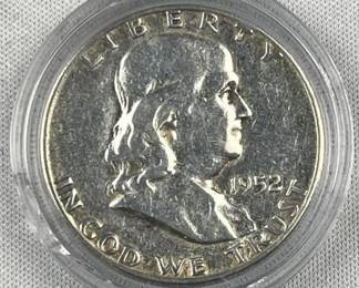 1952-S Franklin Silver Half Dollar, US 50c Coin
