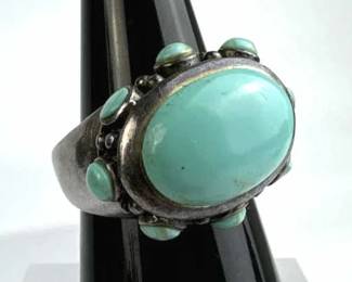925 Silver Chunky Turquoise Orbital Band Ring
