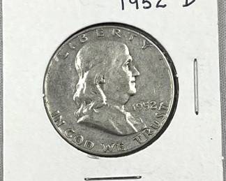 1952-D Franklin Silver Half Dollar, US 50c Coin