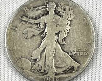 1918-S Walking Liberty Silver Half Dollar, US 50c