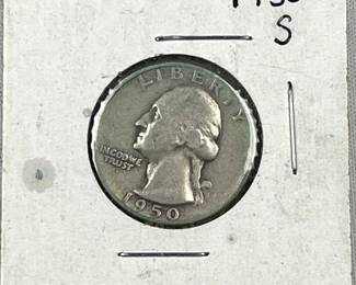 1950-S Silver Washington Quarter, US 25c Coin
