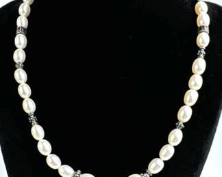 925 Silver Genuine Pearl Beaded Necklace