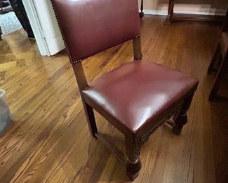 Hand Carved Oak and Leather chairs