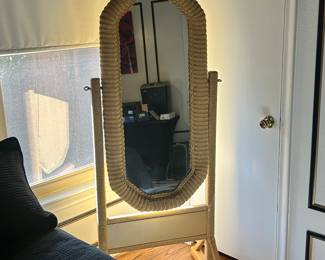 Vintage wicker dressing mirror