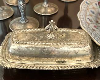 Silverplate butter dish