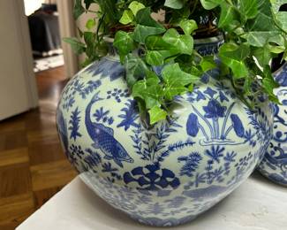 Blue and white Ming Dynasty Inspired Chinoiserie vase