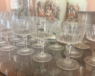 Vintage Cristal D'Arques of France glass ware and Uranium hand painted vases