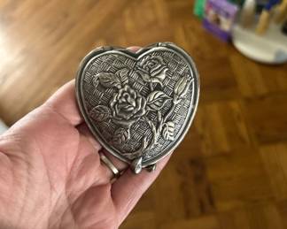 Vintage Pewter Compact with mirror