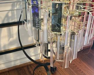 3-tier art deco chandelier with smokey glass.  