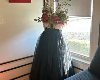 Vintage Iron Dress form, with flowers, and tule dress