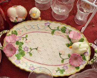 Avon Springtime Platter and matching Salt and Pepper Shakers