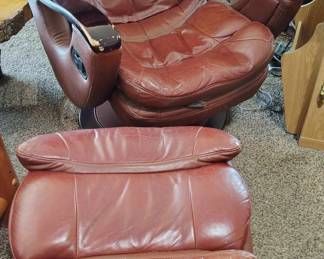leather chair and ottoman