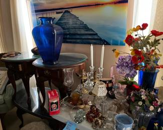 Glass Painting$300
Coffee Table and End Tables with Glass Tops $200
Candle Sticks
Vases
