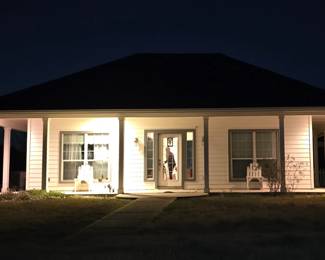 This is picture of house at night.