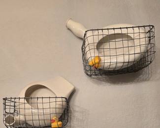 Antique Porcelain Bed Pans - Used as Bathroom Decor