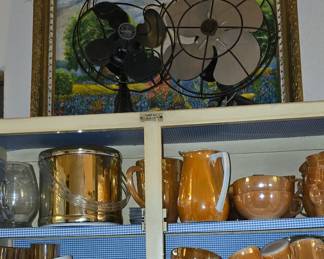 2 Antique Fans - More Lusterware  - Still Working on this Area