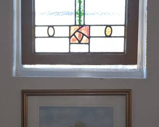 Vintage Stainglass - Picture Girl with Lamb