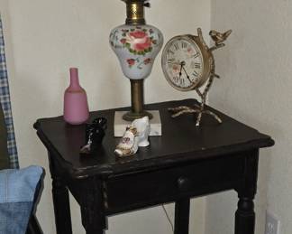 Side Table with One Drawer - Gone With The Wind Handpainted Lamp