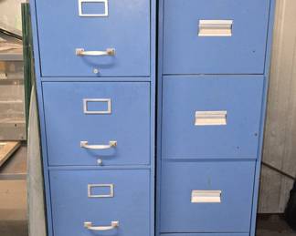 2 Blue File Cabinets 