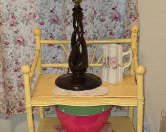 Small Yellow Bamboo Table - Table Lamp