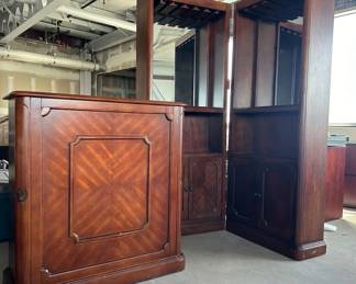 PA100VMilina Solid Wood Bar Table And Cabinets