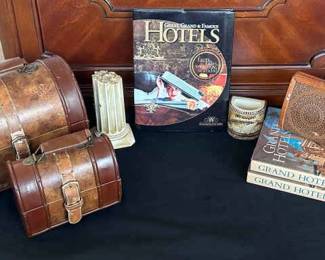 PA147Vintage Wood Leather Boxes And More