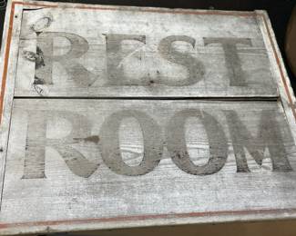 Sun Bleached REST ROOM sign