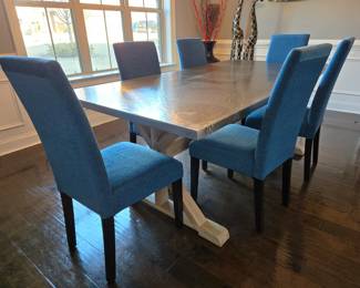 Custom designed hand hammered steel top table!
