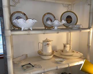 Vintage milk glass , decorative plates and china